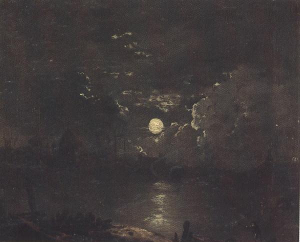 Attributed to henry pether The City of London from the Thames by Moonlight (mk37) Sweden oil painting art